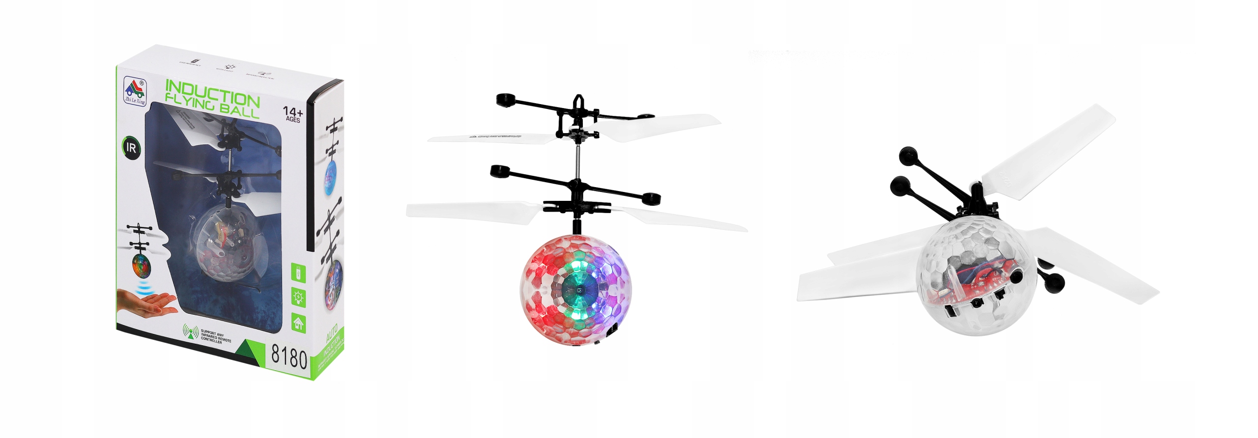 Leteča žoga z LED svetlečim ročno vodenim helikopterjem Material plastika