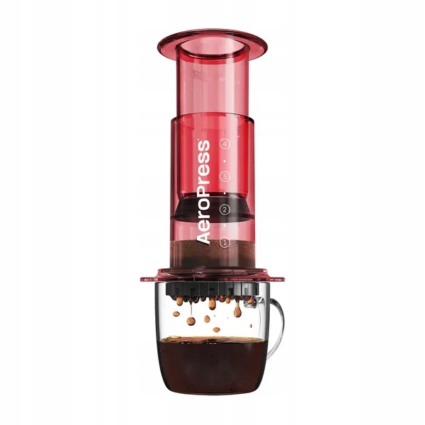 Aeropress Clear Red Zaparzacz Do Kawy Czerwony Z 50 Filtrami