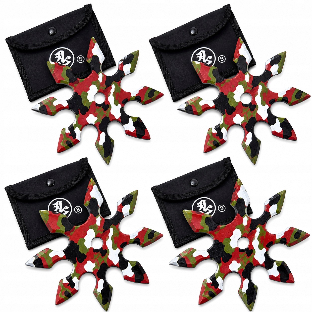 Shuriken 8 Ramion Kpl 4 Szt Do Rzucania Ninja Rzutka Moro Kamuflaż
