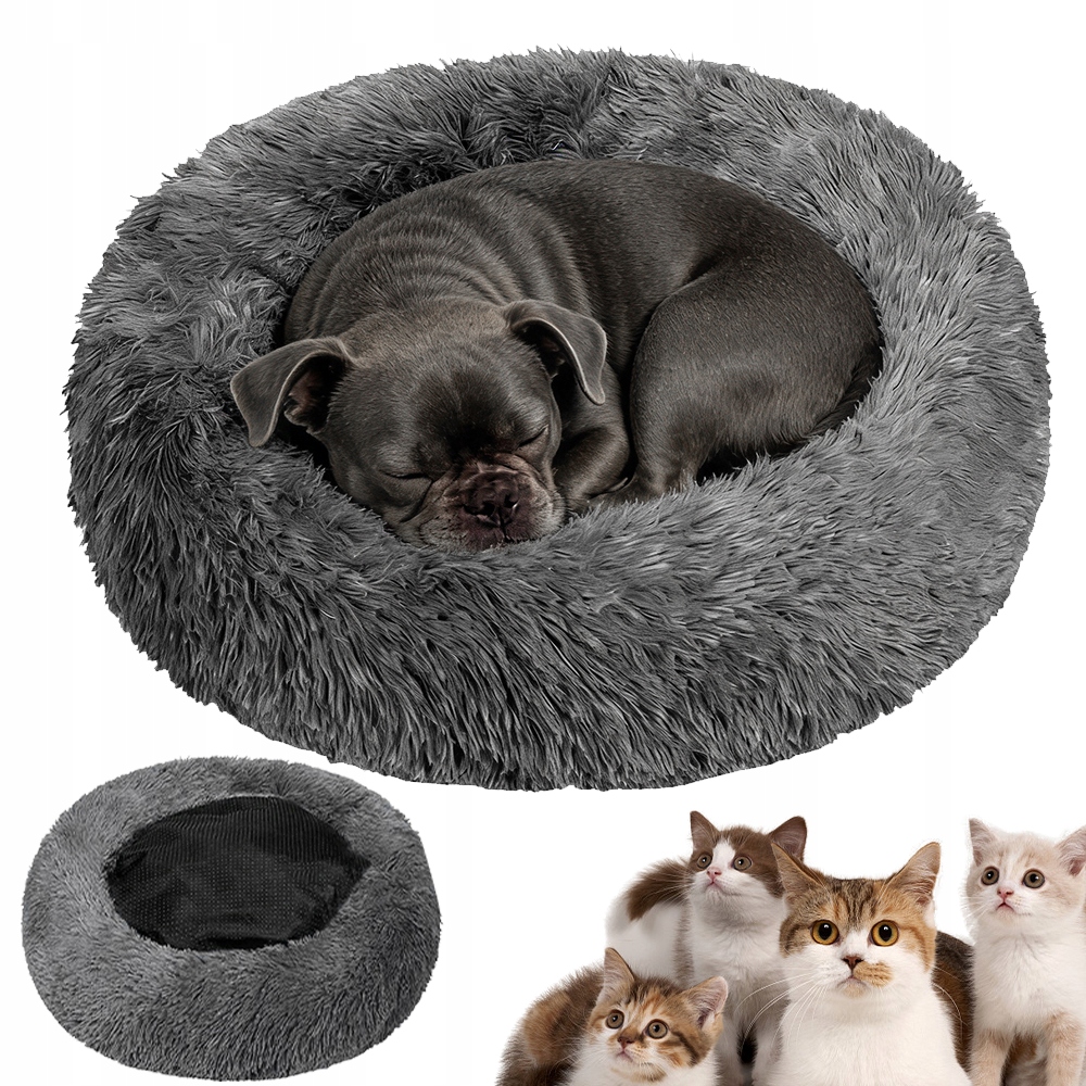 Levně Tmavě Šedé Kulaté Pelíšek Pro Malé A Středně Velké Psy Koček