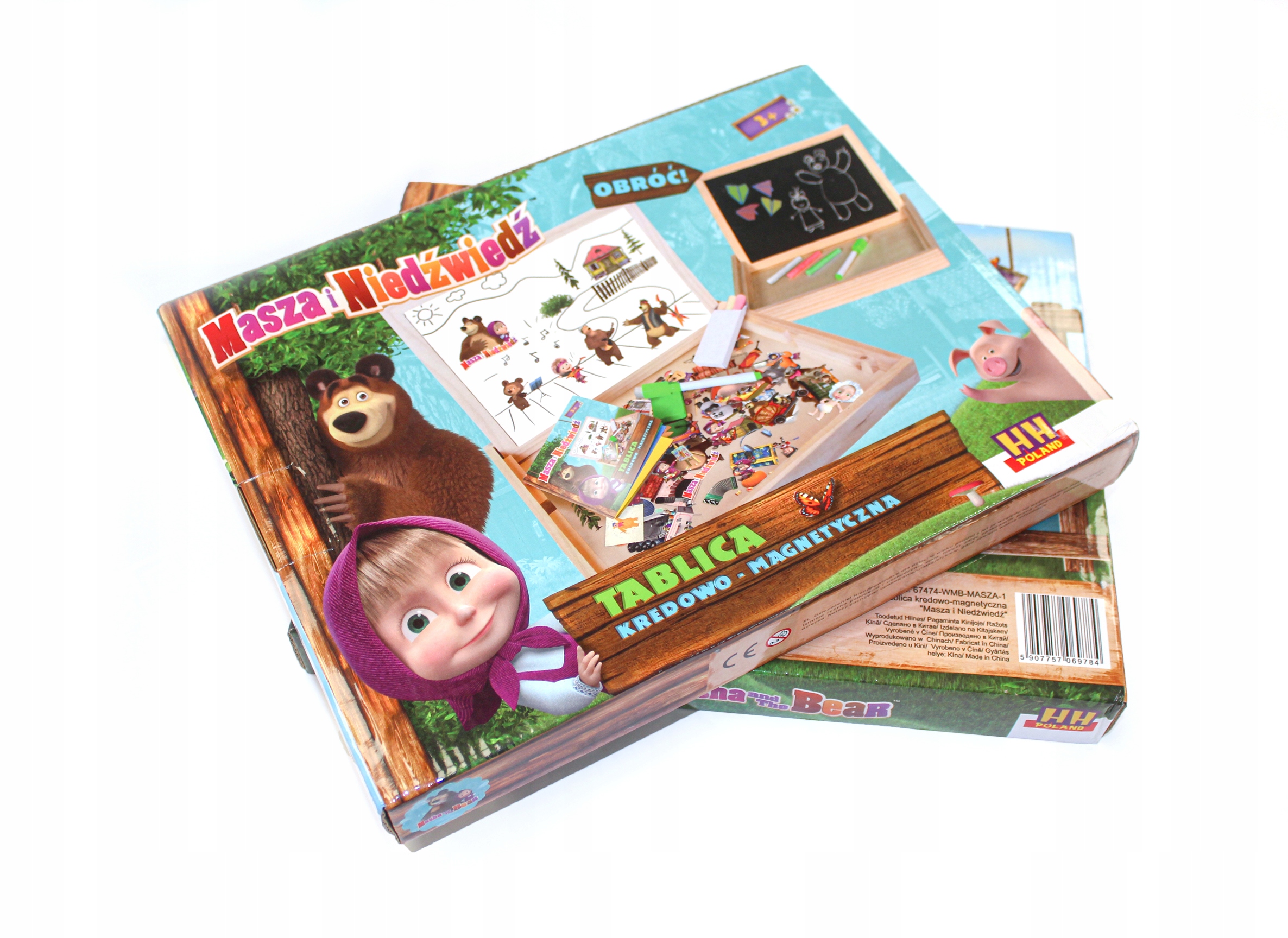 TABLICA MAGNETYCZNA EDUKACYJNA DREWNIANA WIELOFUNKCYJNA MASZA I NIEDŹWIEDŹ Szerokość produktu 23 cm