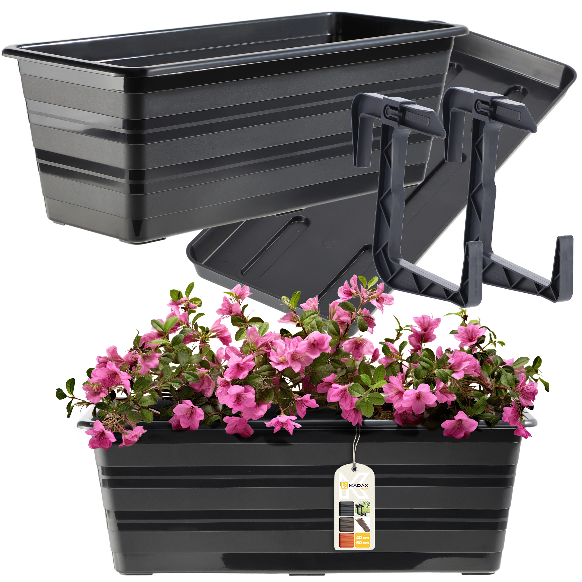 SKRZYNKA BALKONOWA DONICZKA Z UCHWYTAMI 40cm