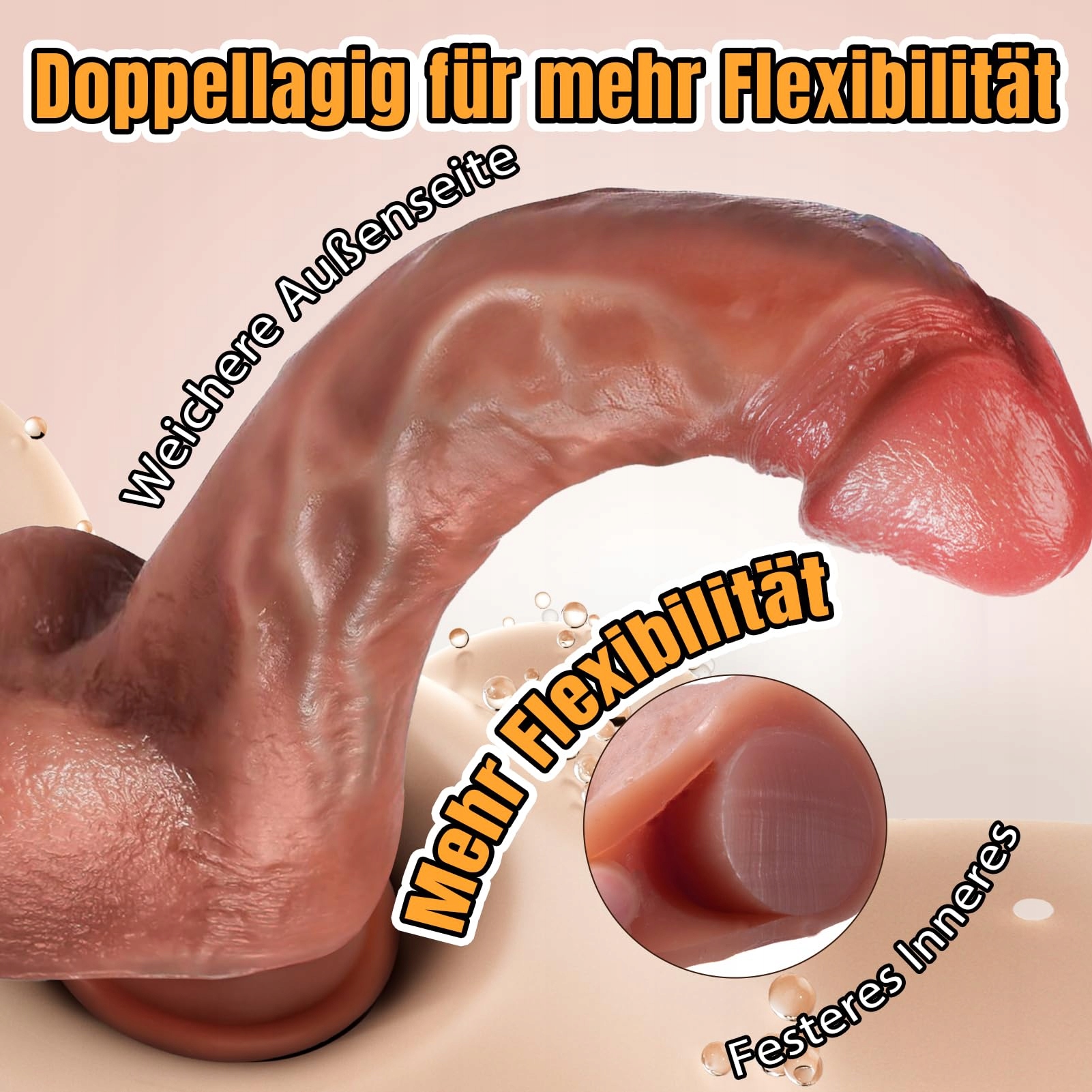 PRONFANS Realistyczny Dildo 20.5CM Silikonowy Z Przyssawką Dla Par — miniatura 3