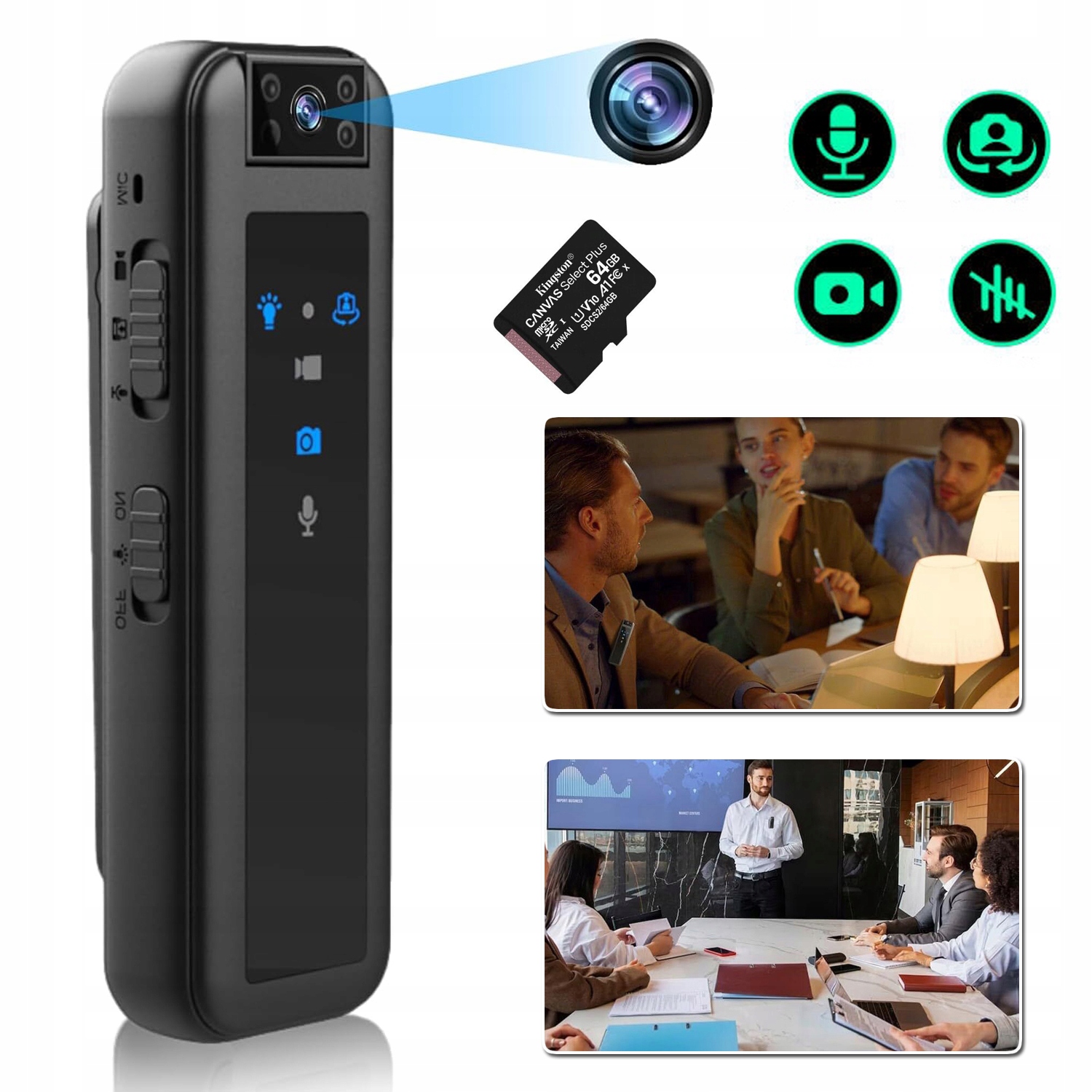 Kamera Policyjna Kamerka Sportowa Mini Osobista Dyktafon Widzeniem W Nocy