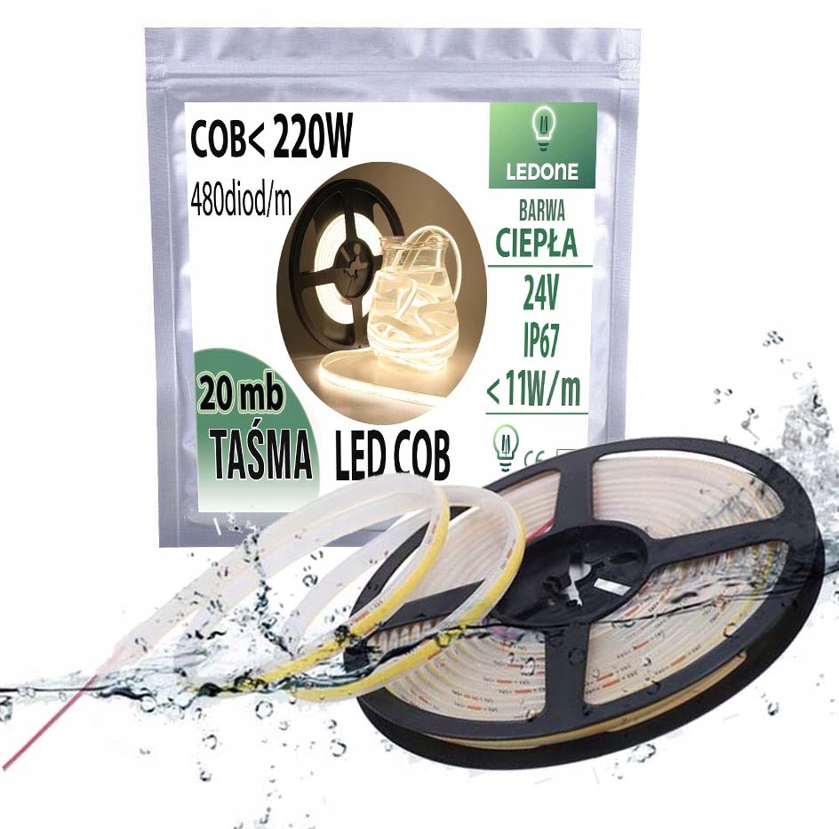 Led páska Cob 24V 11w/m IP67 Neon termococon voděodolná linka 20MB