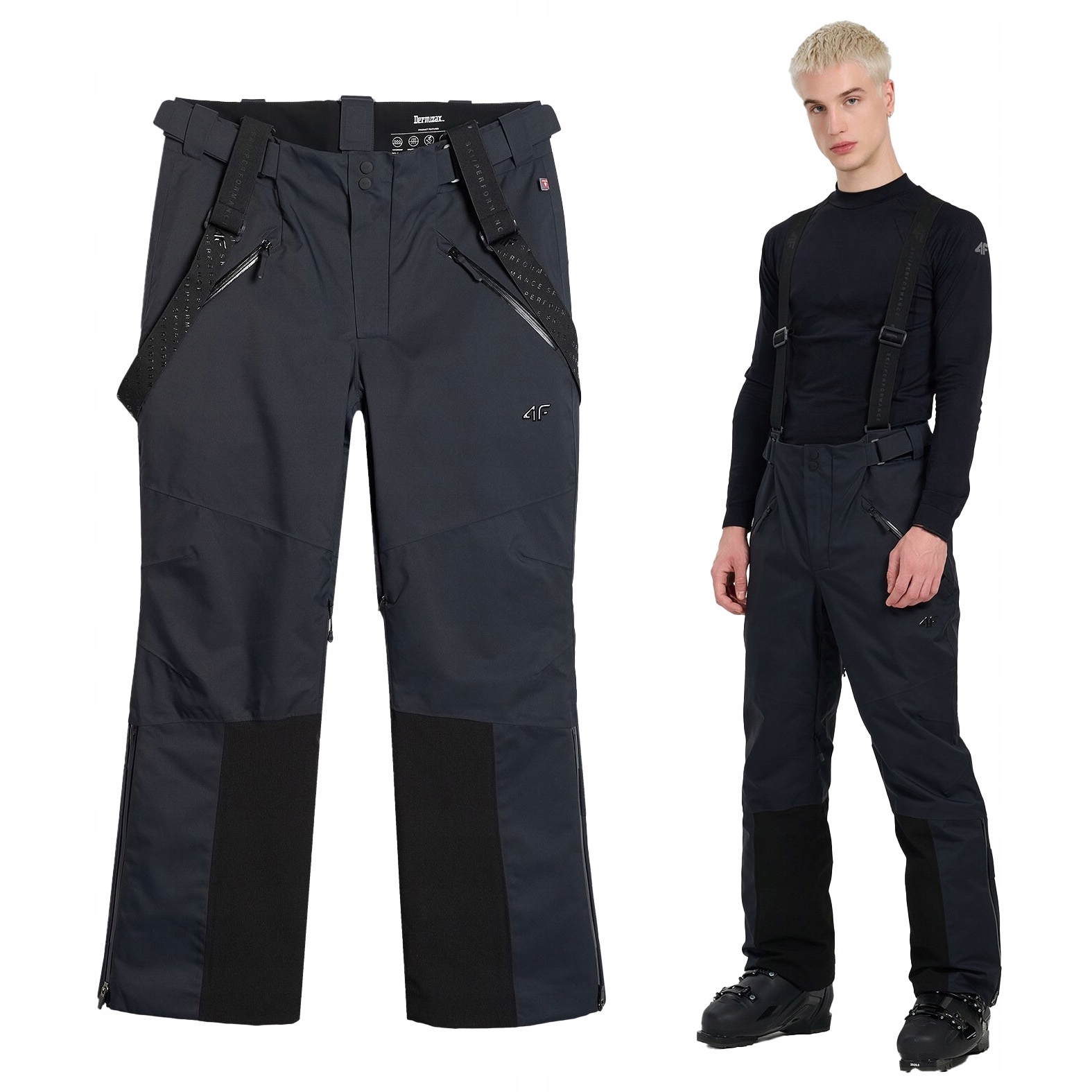 Spodnie Narciarskie męskie 4F Dermizax 20000 czarne TRM0902 Primaloft 3XL