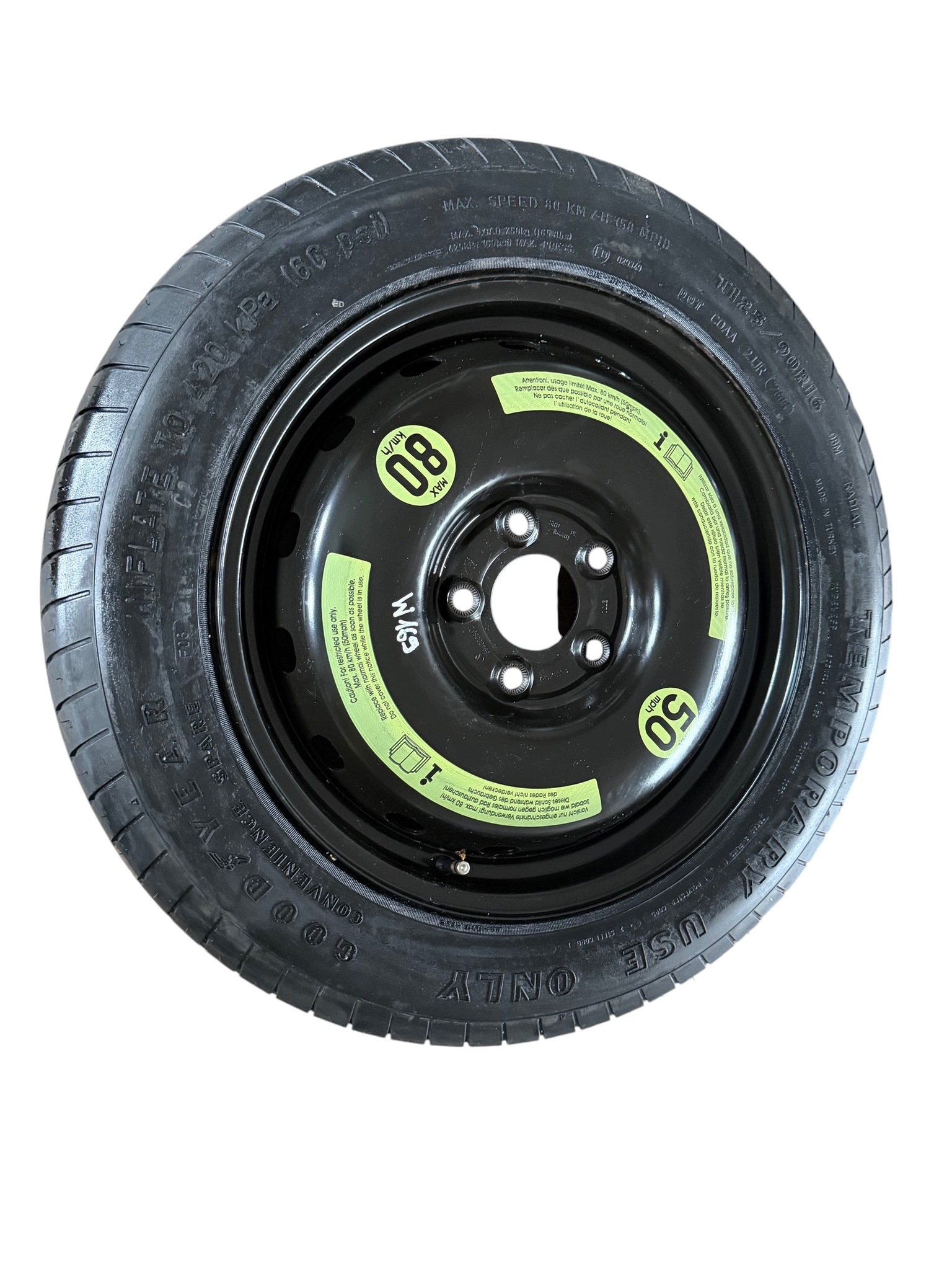 roue roue de secours MERCEDES W169 R16 5x112