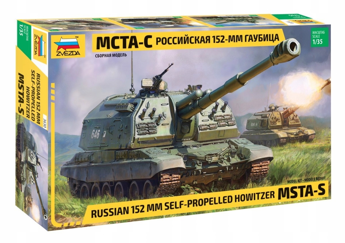 Samohybné dělo Zvezda 3630 1/35 Msta 2S19M2, 152 mm