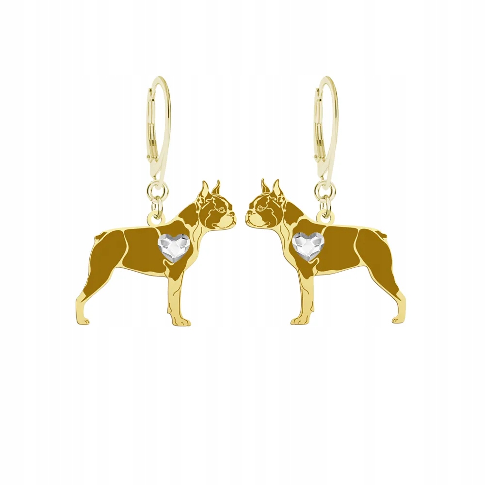 Náušnice Zlaté s psem Bostonský teriér 925 Dárek Šperky Gravírování Bonus