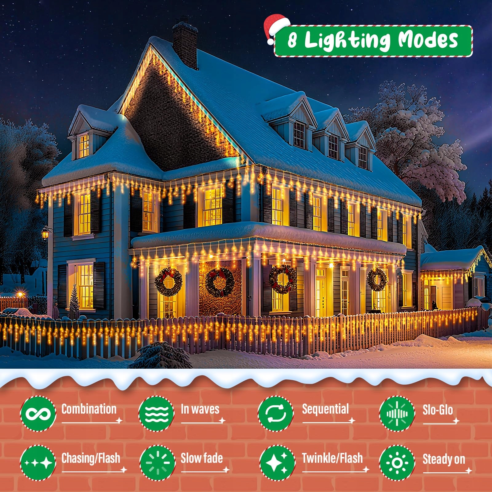 ISISYU Lampa Świąteczna Zewnętrzna 20M 480LED Ciepła Biała Wodoodporna — miniatura 3
