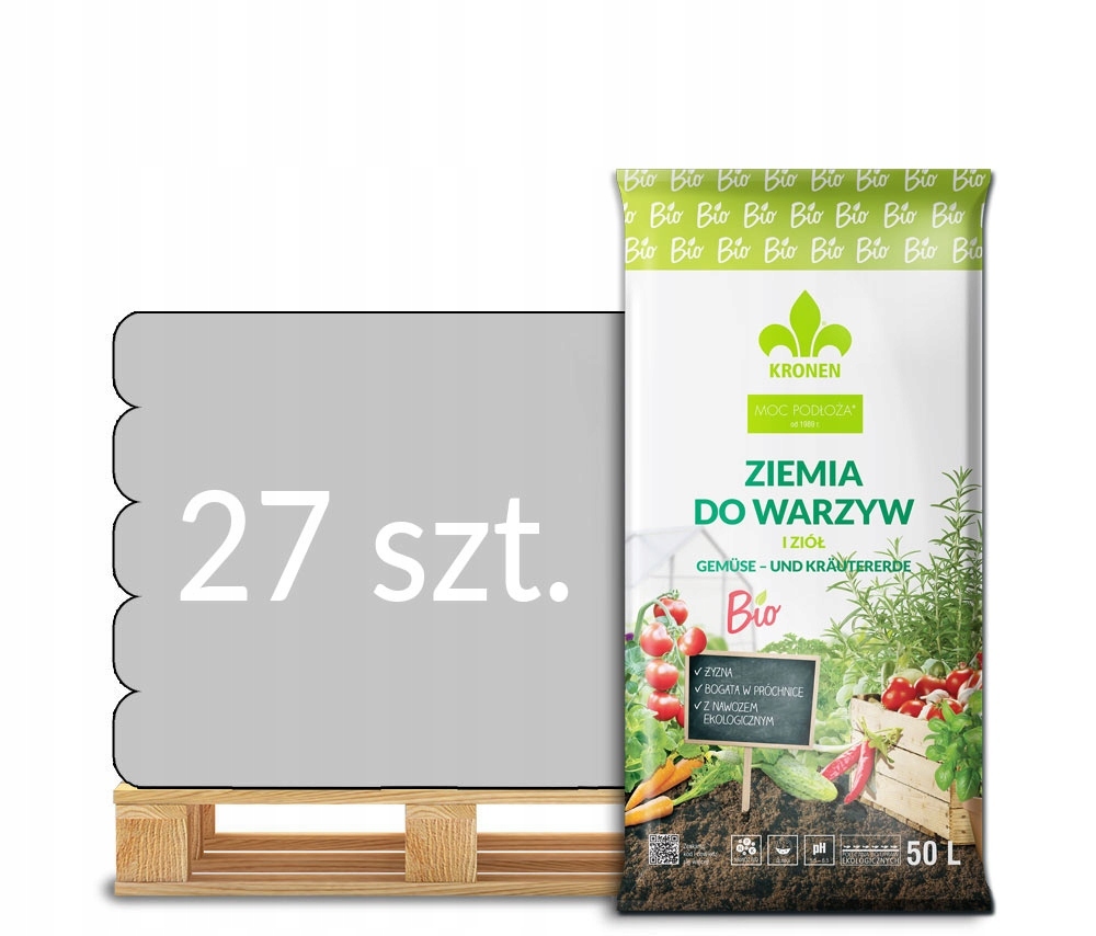

Kronen Podłoże Ziemia do Bio Ziół i Warzyw 27x50L