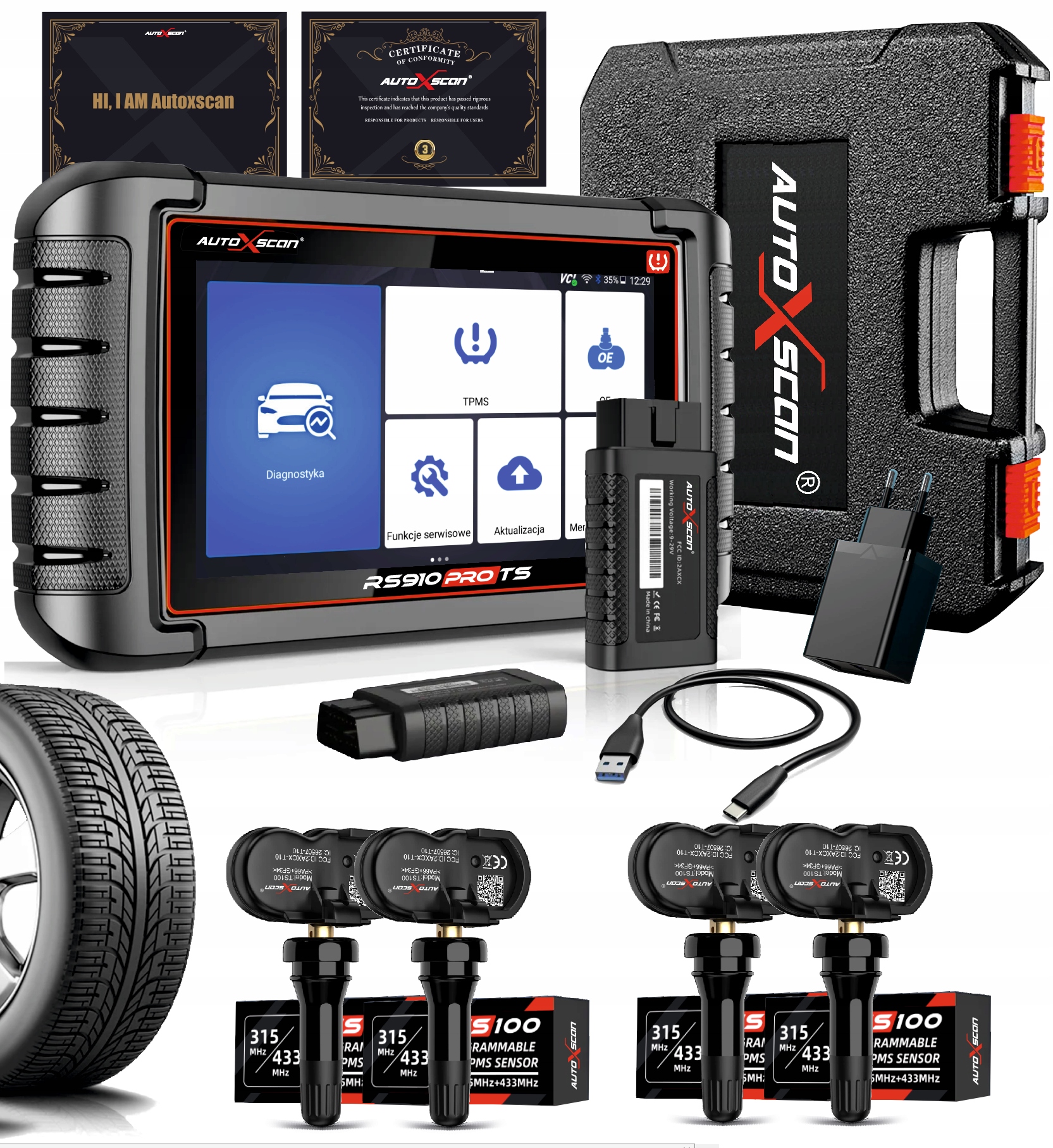 

Tester Diagnostyczny RS910 Pro Ts Czujniki Tpms x4