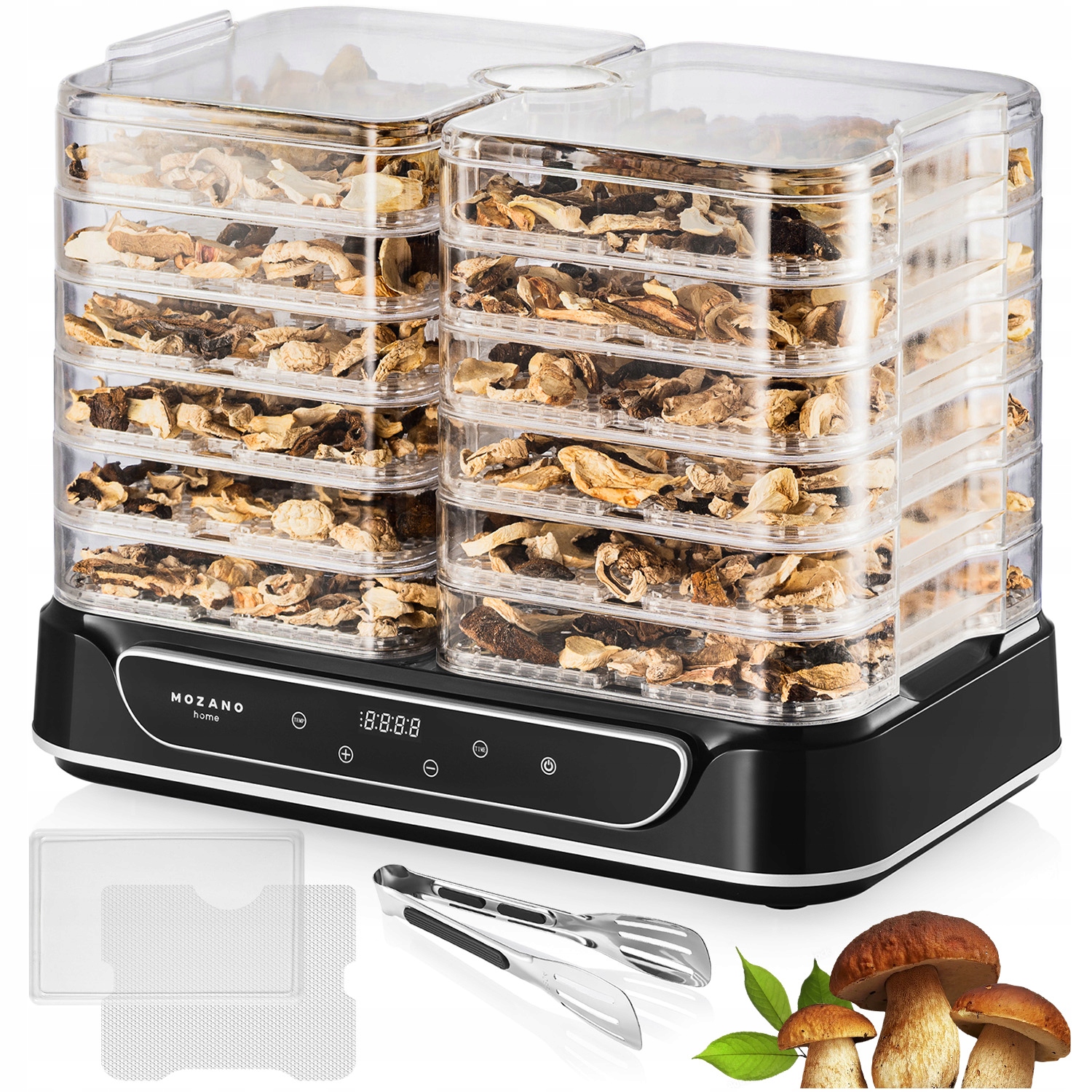 Duża Suszarka Do Grzybów Owoców Warzyw Ziół 6 Sit Mocna 550W Timer Zestaw