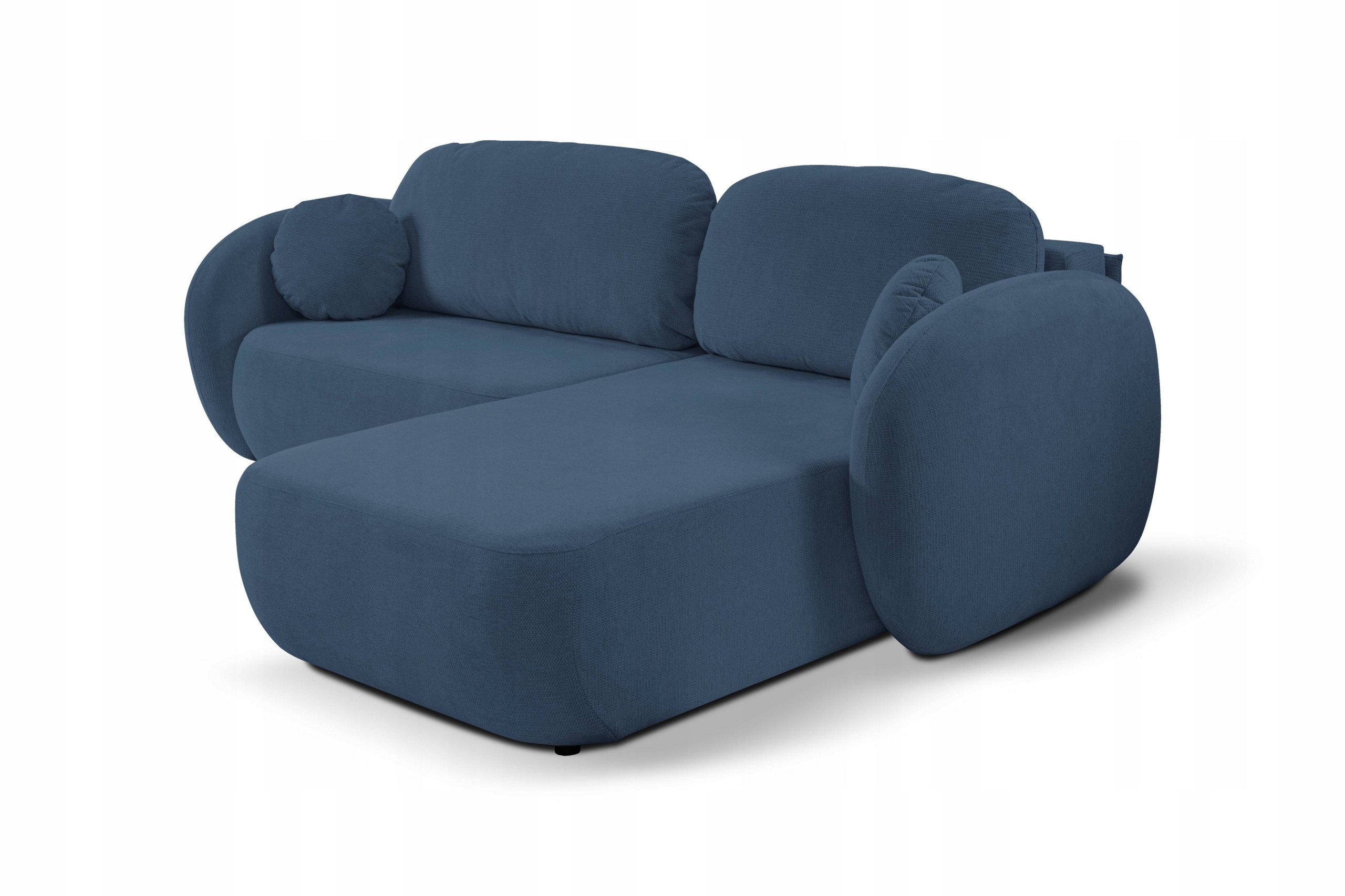 Rohová Sedací Souprava Amico Funkce Spaní Moderní Pletená tkanina Tmavě modrá