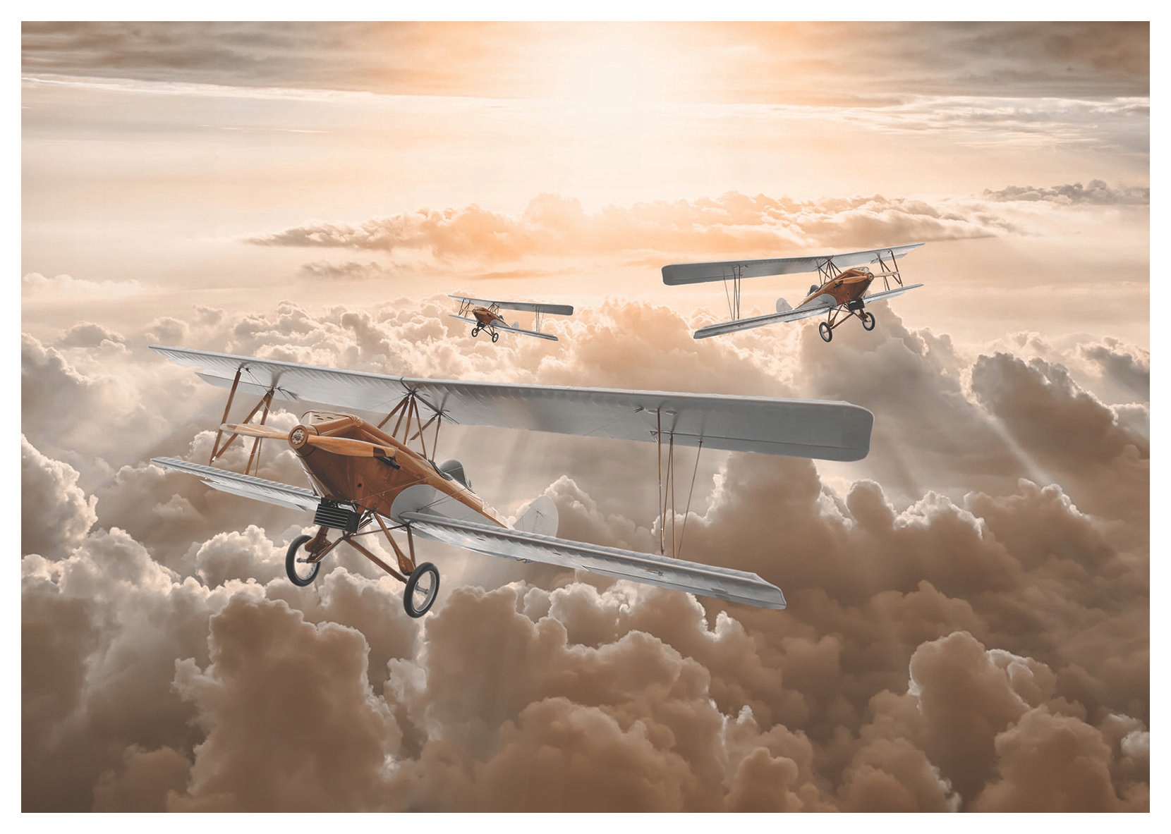 Vliesová fototapeta Letadla nad mraky retro dekorace 300x210 lepidlo