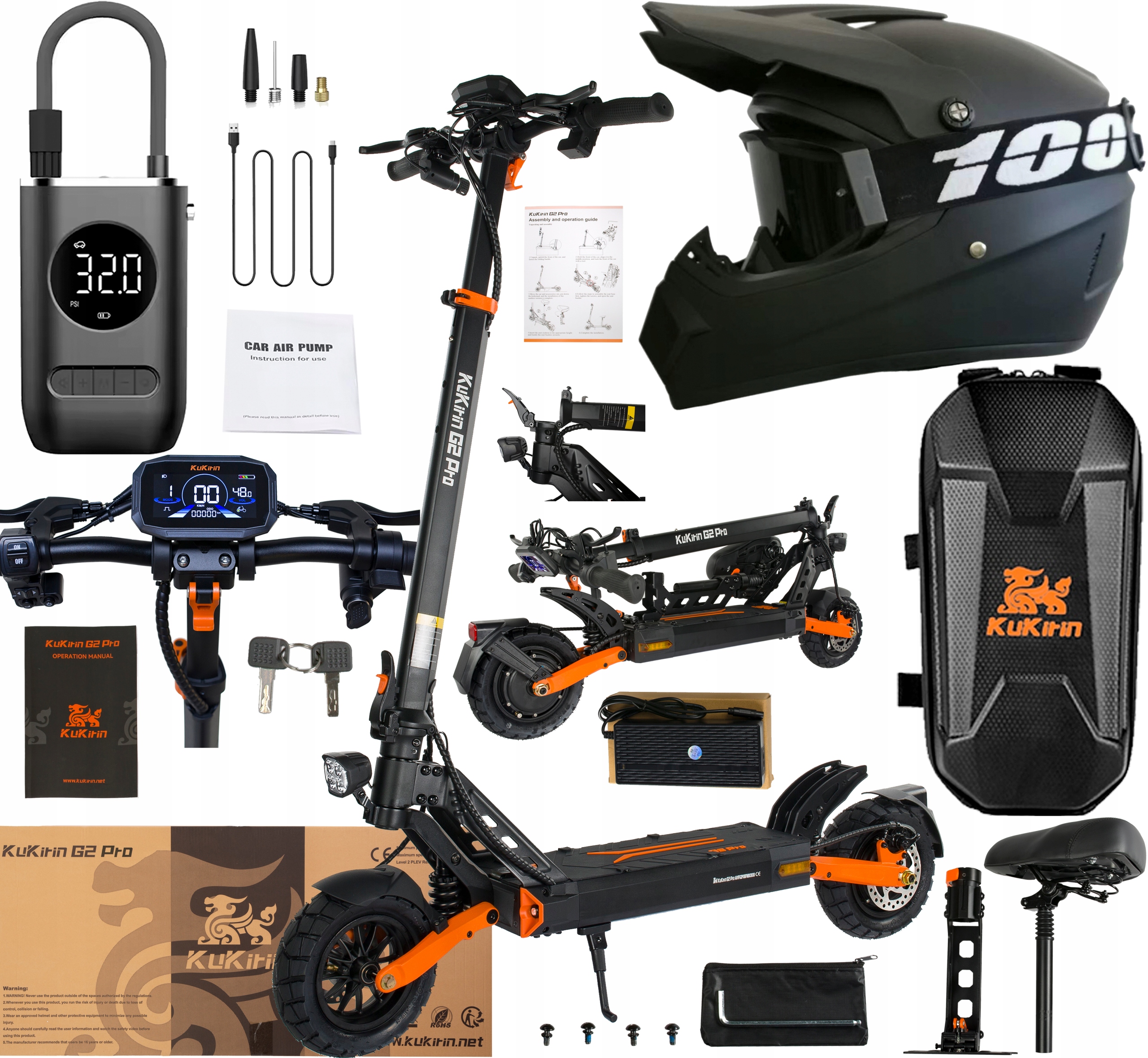 KuKirin G2 Pro Elektrická vozidla 1000W 48V 15.6AH 45KM/H 58KM 9" -Dárek