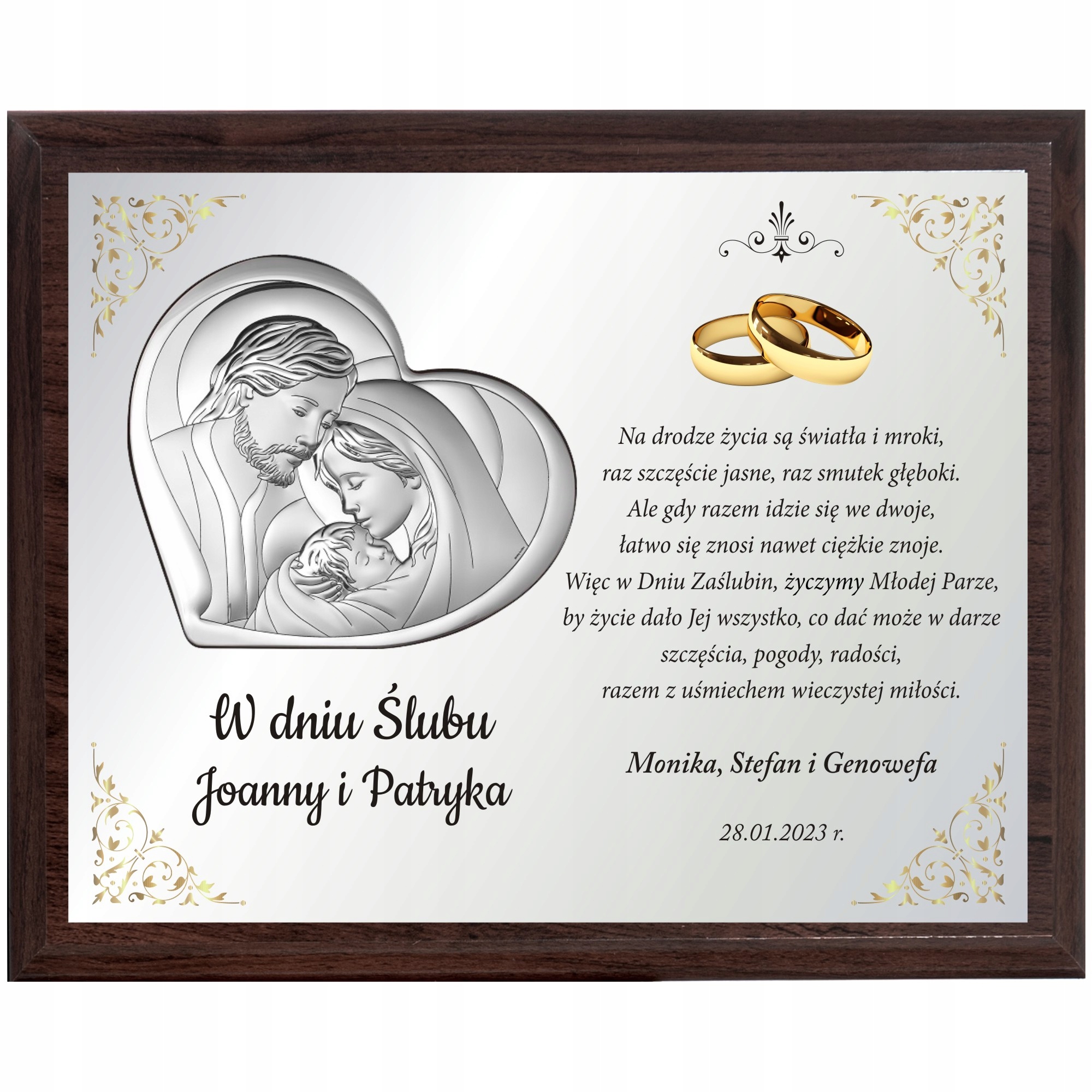 

na Ślub Pamiątka Zaślubin dla pary młodej