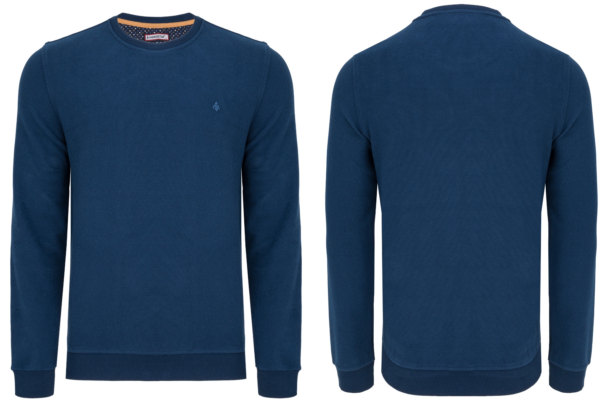 Pánský Svetr Modrá Mikina Velurová Basic Stahovací Pásky Casual Klasická M