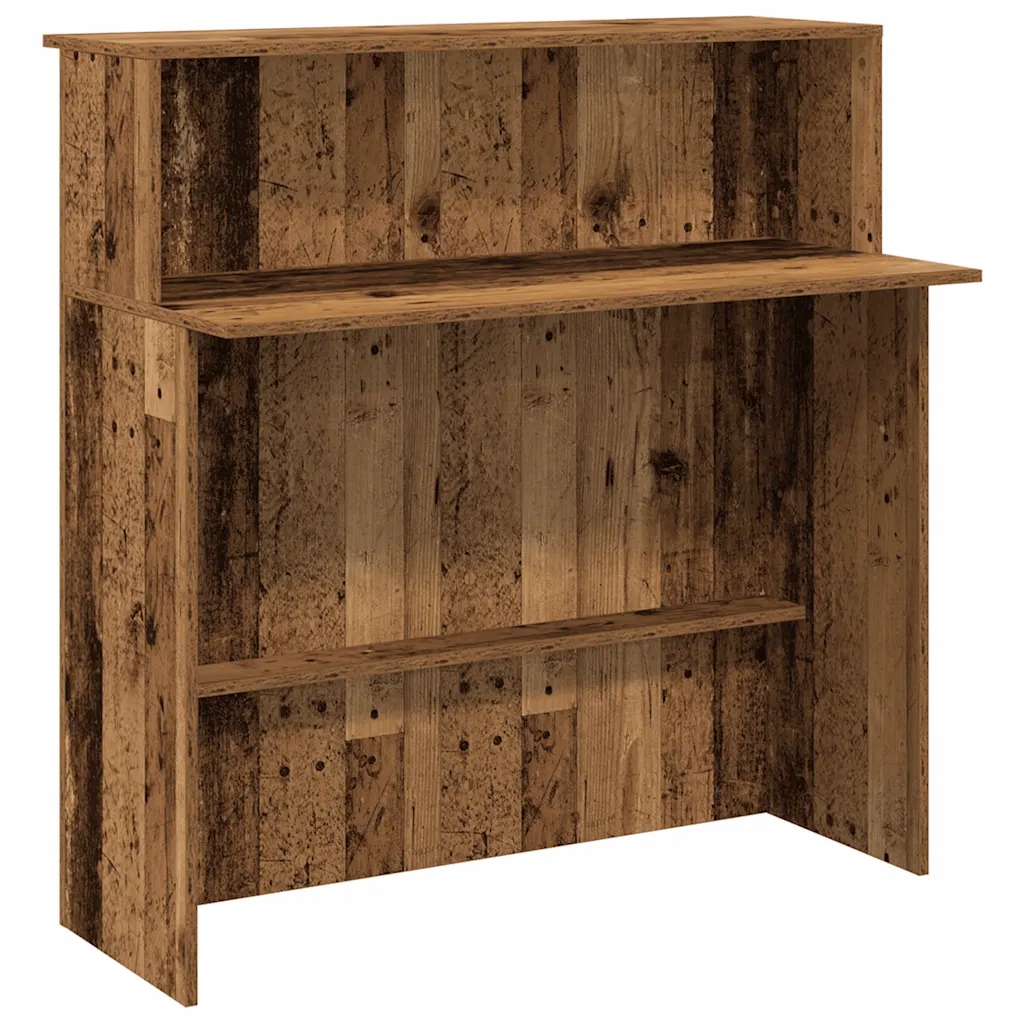 Recepční stůl s vestavěnou deskou, staré dřevo, 100 x 50 x 103,5 cm