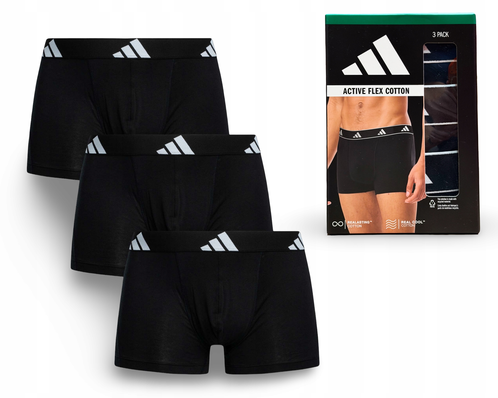 Adidas Bokserki Active Flex Trunks 3-PACK majtki JL2949 Rozmiar L