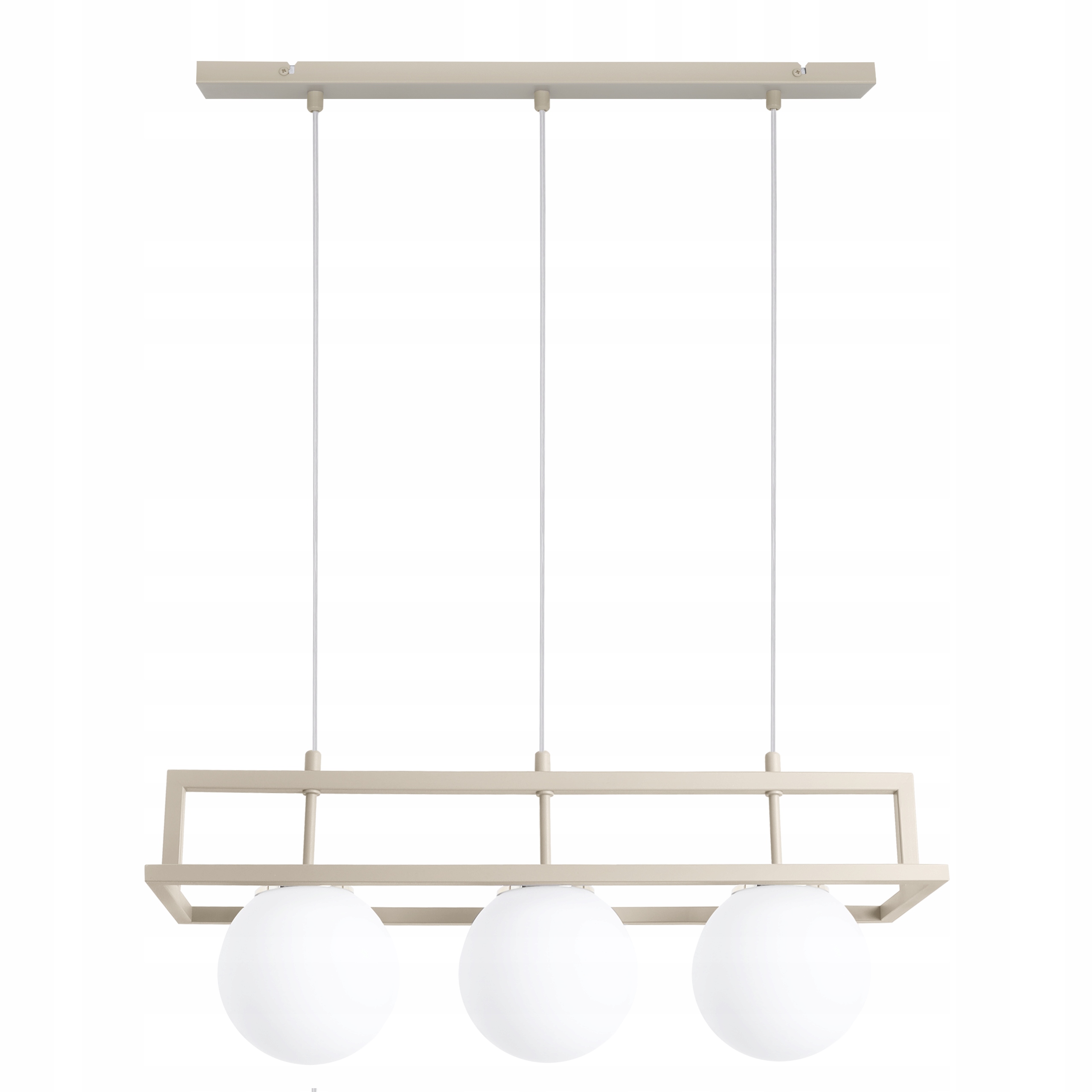 Závěsná Stropní Lampa Lustr Kašmírová Béžová, Bílé Skleněné Koule