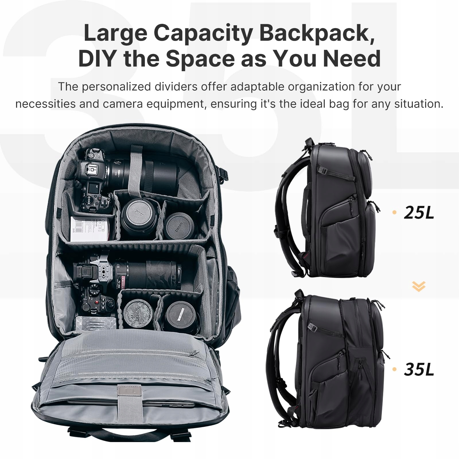 ULANZI BP10 Plecak Fotograficzny Wodoodporny Na Aparat Dron Laptop 35L — miniatura 2