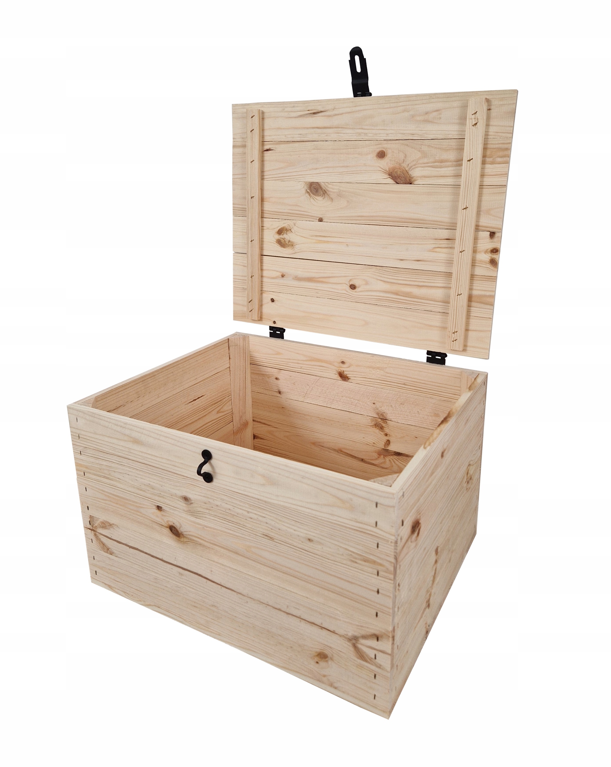 Dřevěná Truhla S Víkem, Pevný Úložný Kufr, 50x40x31 cm