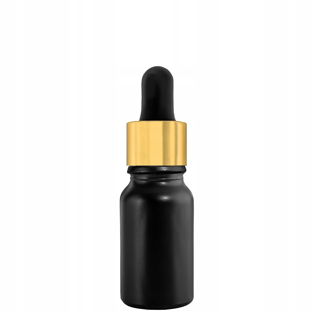 

Butelka 10ml czarna matowa z pipetą złoto czarną