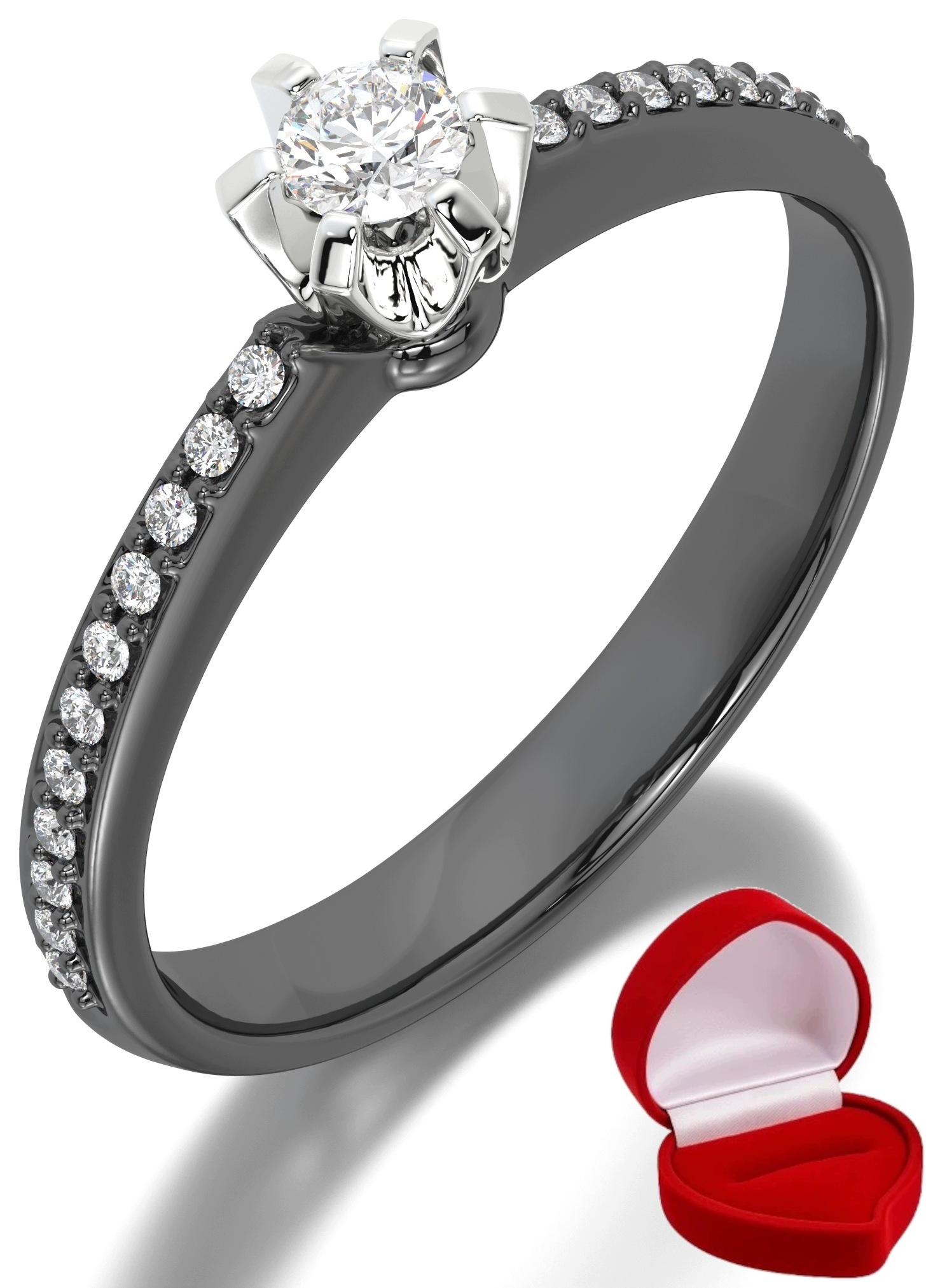 Zlatý Prstýnek 585 14k Brylant 0,09 ct Černé Zlato R19