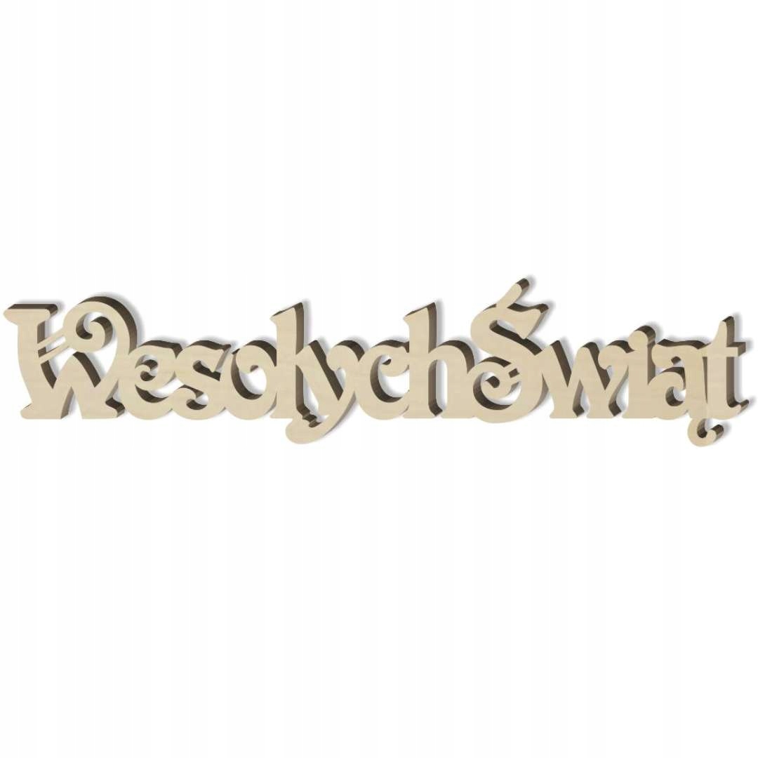 Wesołych Świąt drewniany napis decoupage 10 szt