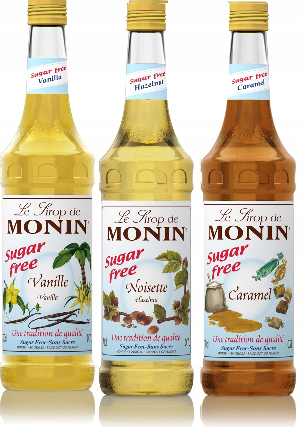 Syrop karmelowy, orzechowy, waniliowy bez cukru Monin+