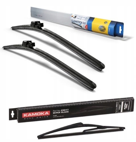 Komplet 3X Wycieraczki Przód Tył Hybrydowe Hella Kia Venga Yn