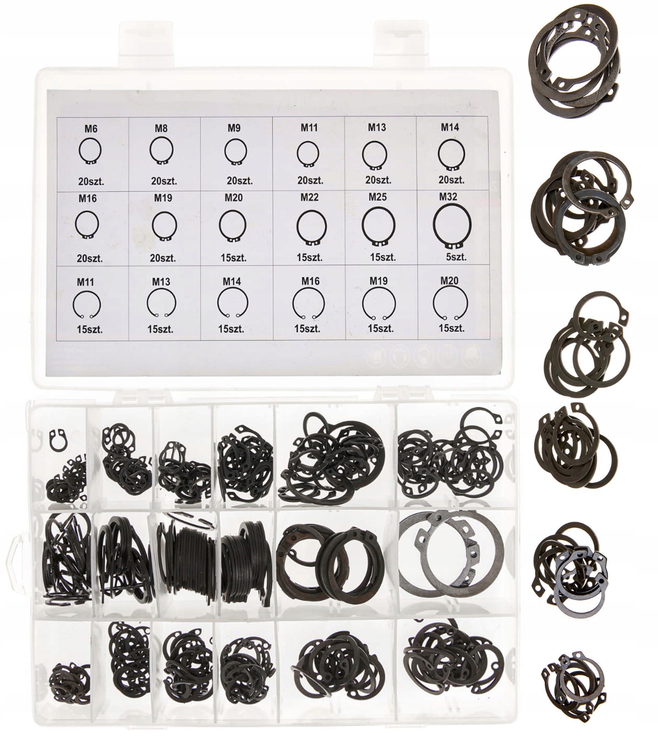 PIERŚCIENIE SEGERA WEWNĘTRZNE +ZEWNĘTRZNE OSADCZE SEGERY ZESTAW 300 EL.