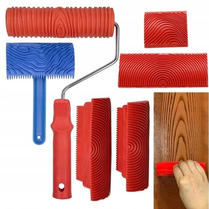 Stemple Wałek wyciskanie imitacji drewna 6 szt