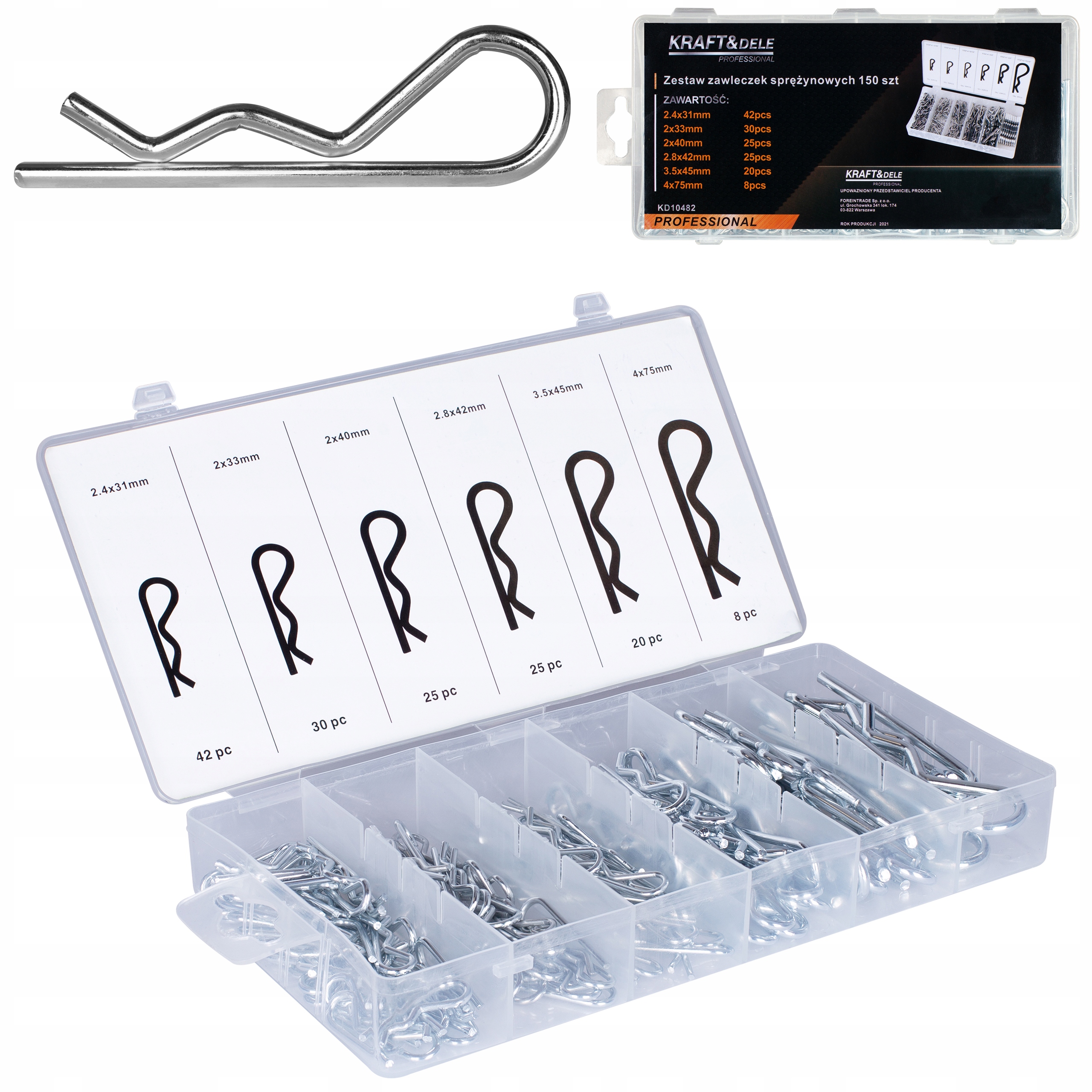 

Zestaw Zawleczek Sprężynowych 2.0-4.0mm 150szt