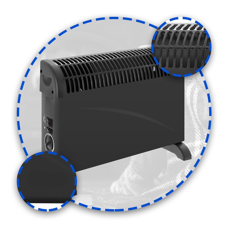 GRZEJNIK ELEKTRYCZNY KONWEKTOROWY TERMOSTAT 3 TRYBY 750W 1250W 2000W NAWIEW Moc grzewcza 2000 W