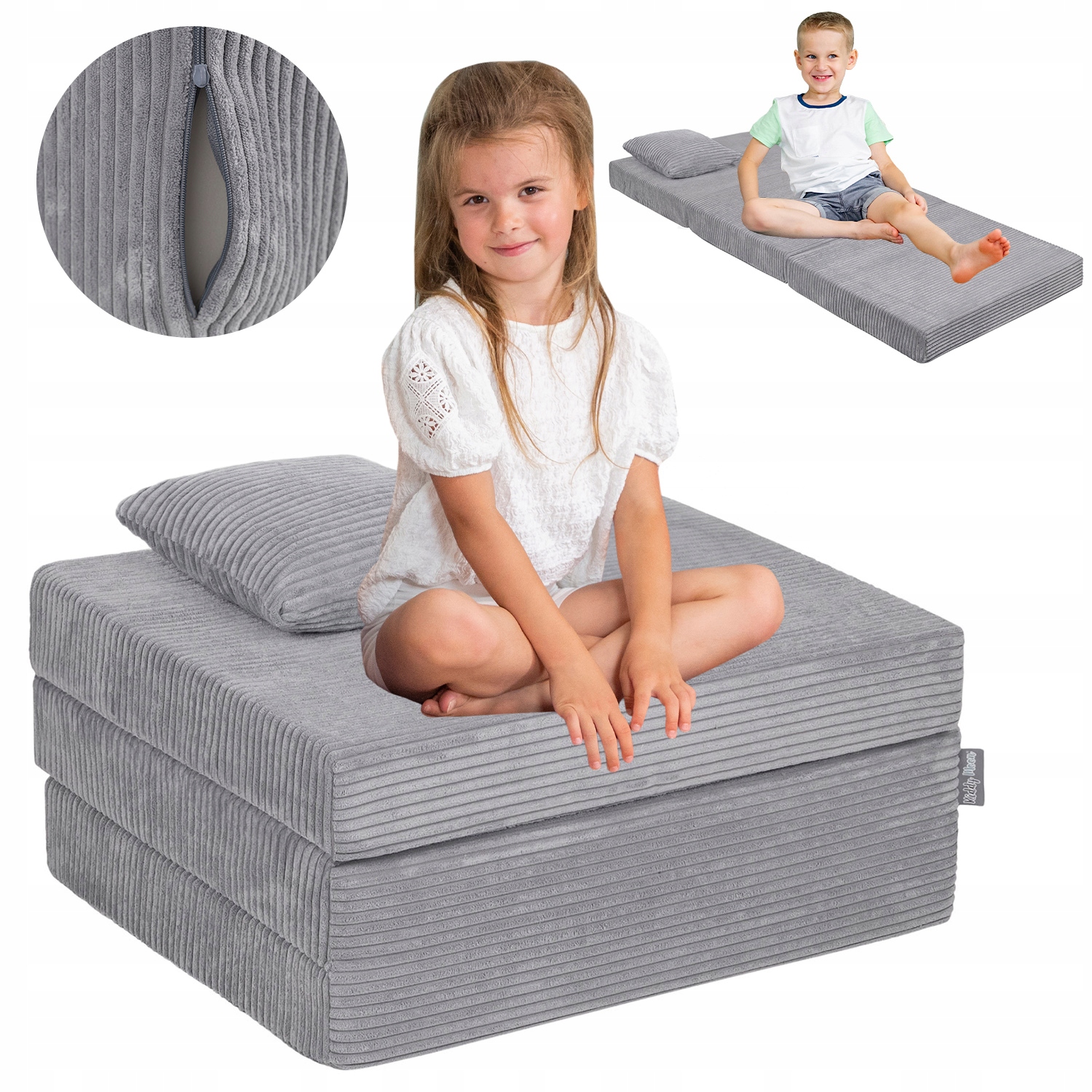 KiddyMoon Materac składany piankowy Dla Dzieci 165x70 KMMP-1650 ciemnoszary