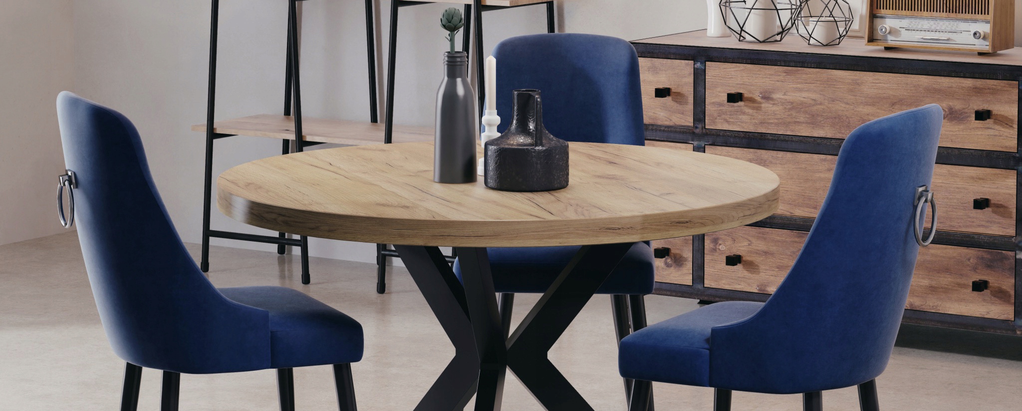 OKRĄGŁY STÓŁ 90/130 rozkładany LOFT ARON Głębokość mebla 90 cm