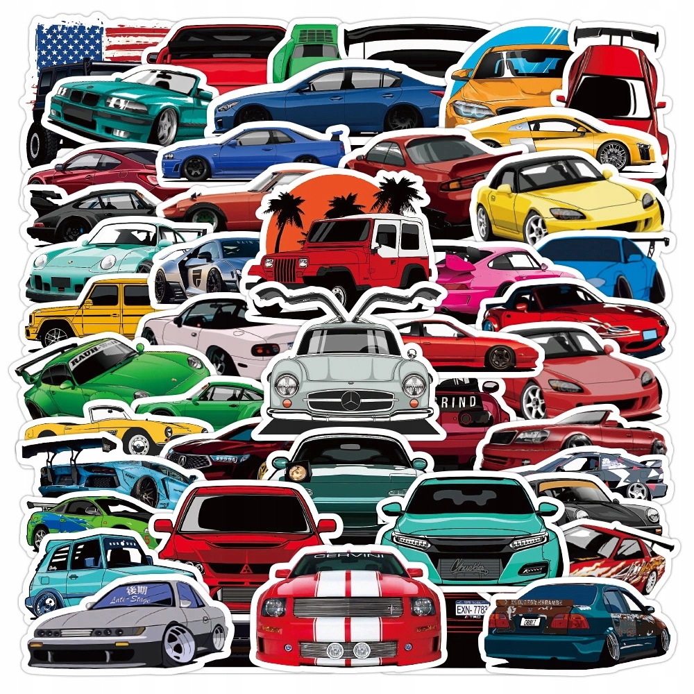 

Auta MIX Naklejki Na Laptop Tablet Stickers 50 szt