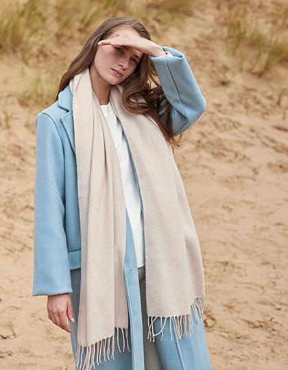 CIEPŁY SZAL DAMSKI Classic Woven Scarf BURGUNDY Marka Beechfield