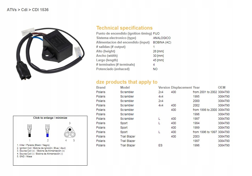 Dze Modul Zapaľovania CDI Polaris Scrambler 400 95-02, Sport 400, Trail Blazer