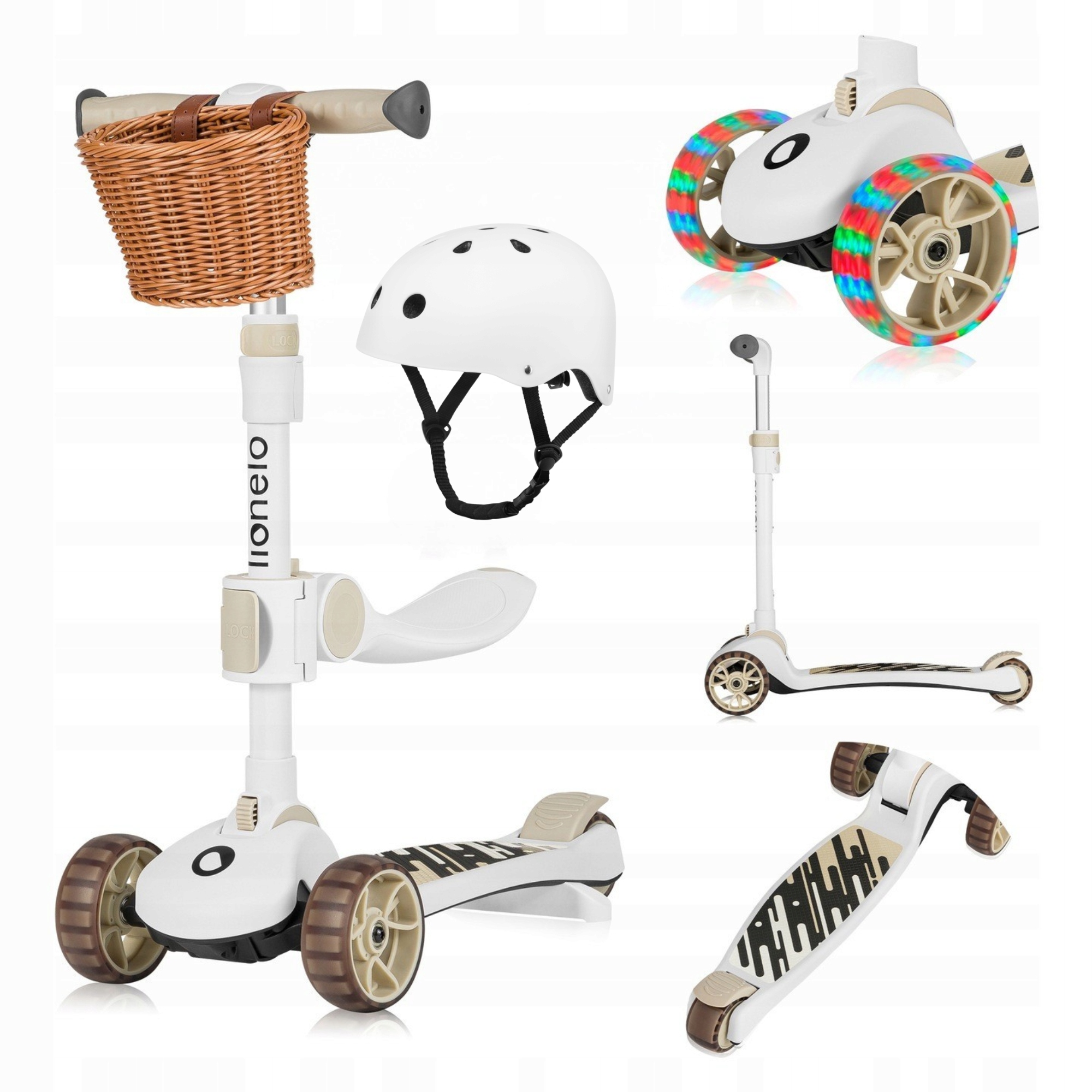 Hulajnoga składana Rowerek biegowy 2w1 trójkołowy led Lionelo Franky Kask