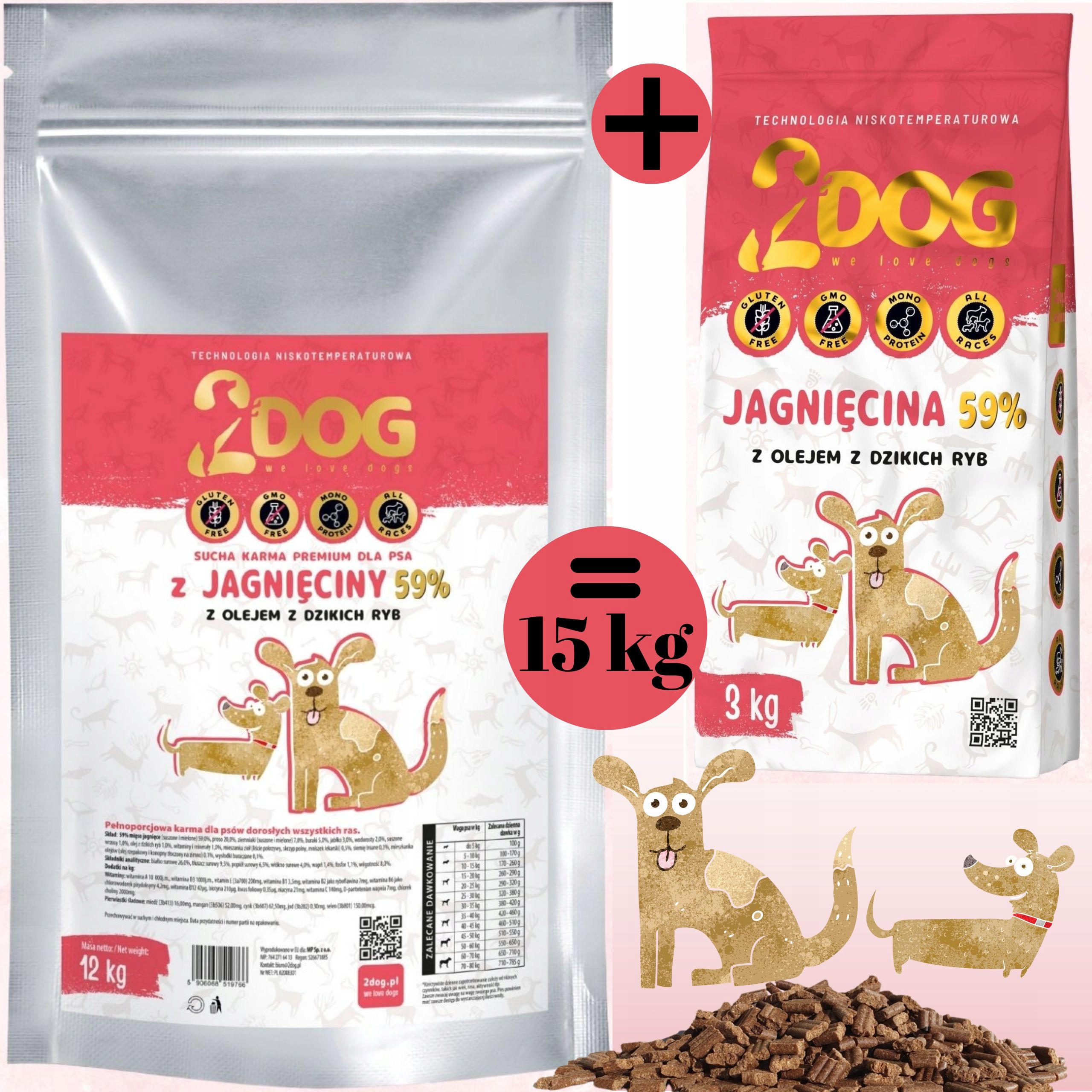 Levně Suché Krmivo Pro Psa 2 Dog Jehněčí 15 kg Za Studena Lisované Hypoalergenní Mono