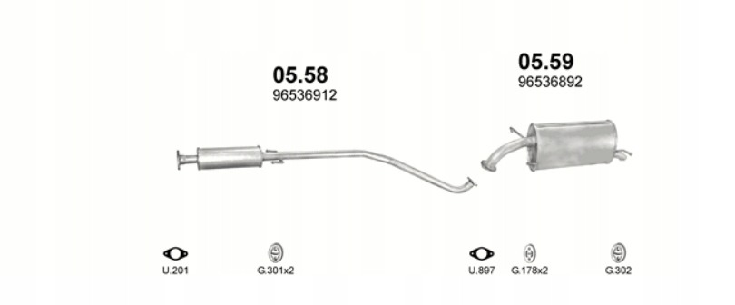 TŁUMIK ŚRODKOWY CHEVROLET AVEO KALOS 05.58 Typ samochodu Samochody osobowe
