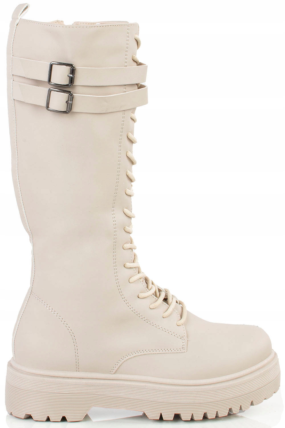 BOTKI GLANY BEŻOWE WYSOKIE KOZAKI PLATFORMA 36 Marka inna