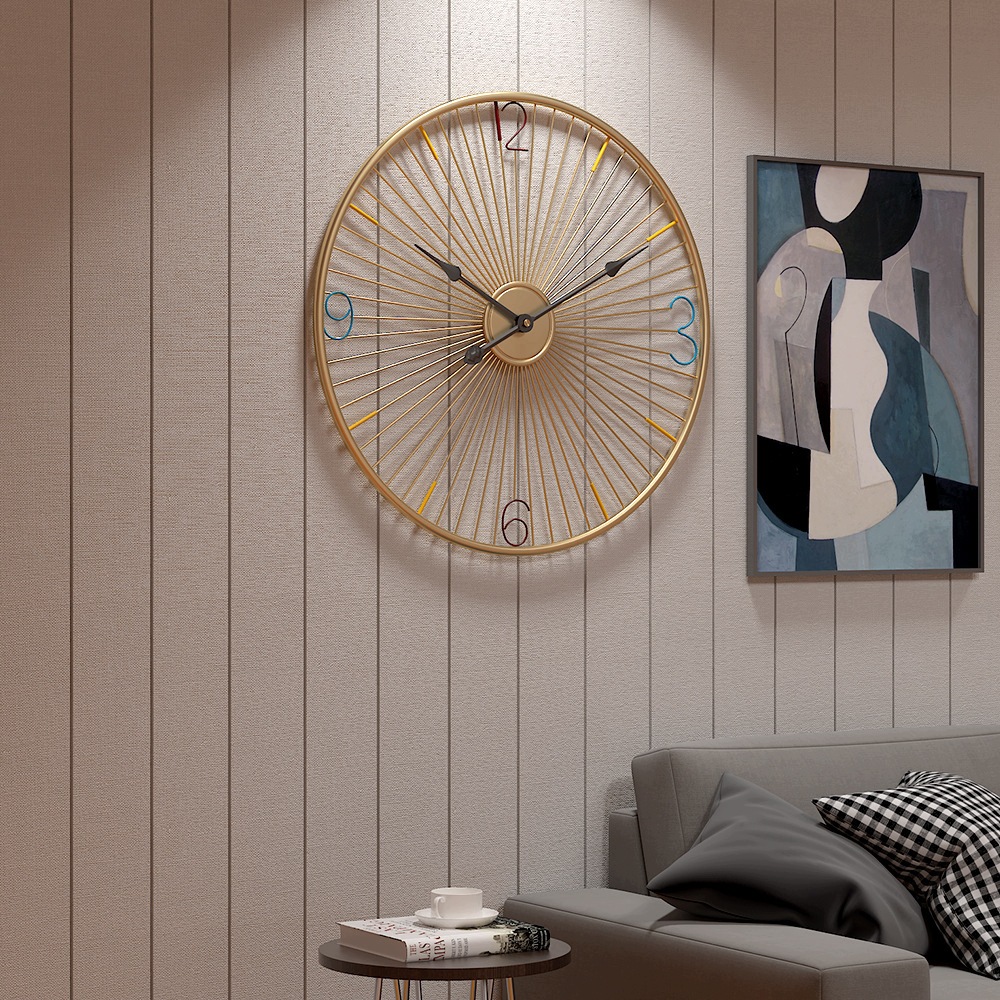 Dizajnové nástenné hodiny Decore Gold 60cm