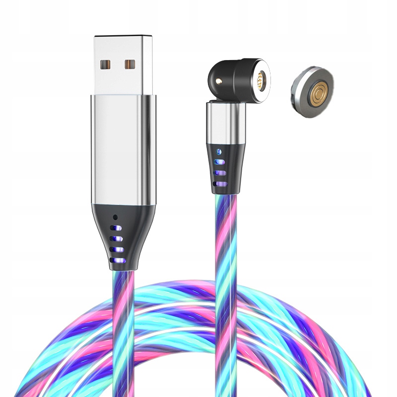 200CM ŚWIECĄCY Kabel Magnet. 5-pin 1 adapter FAST