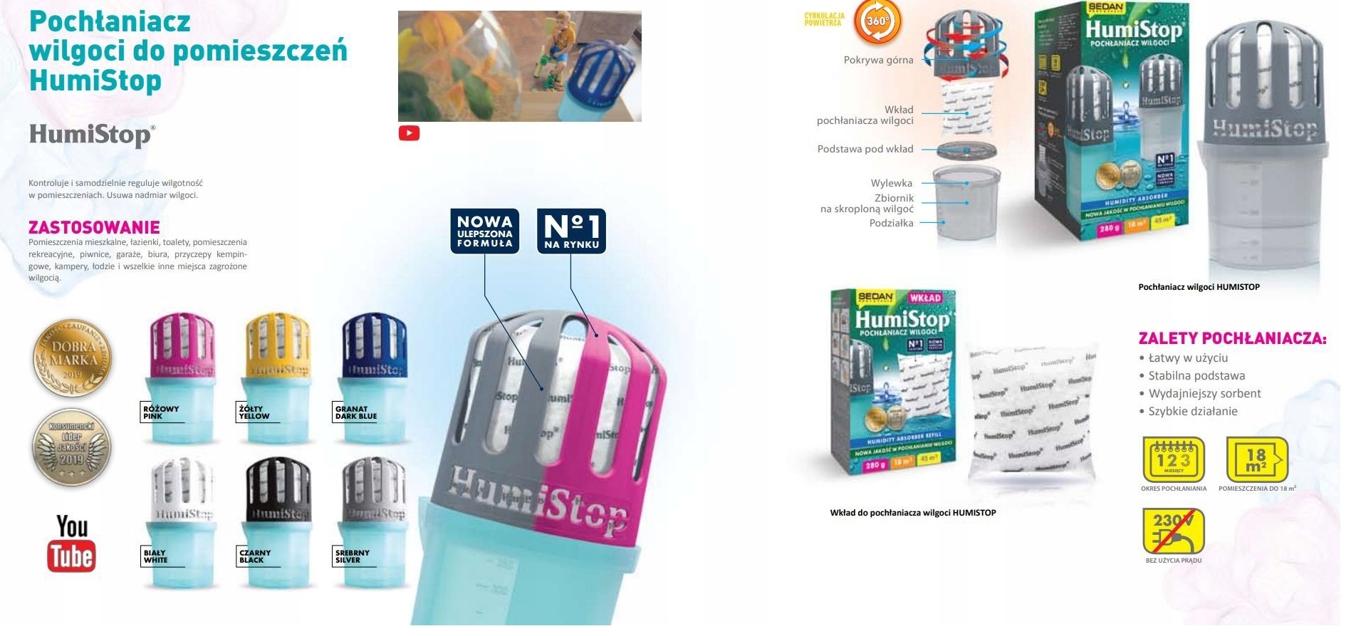 POCHŁANIACZ WILGOCI HumiStop Z WKŁADEM ATEST PZH TURKUSOWY Model 18m