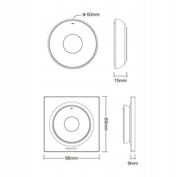 Mini pilot do oświetlenia LED mono/CCT biały na magnes Milight Miboxer Kod producenta K2