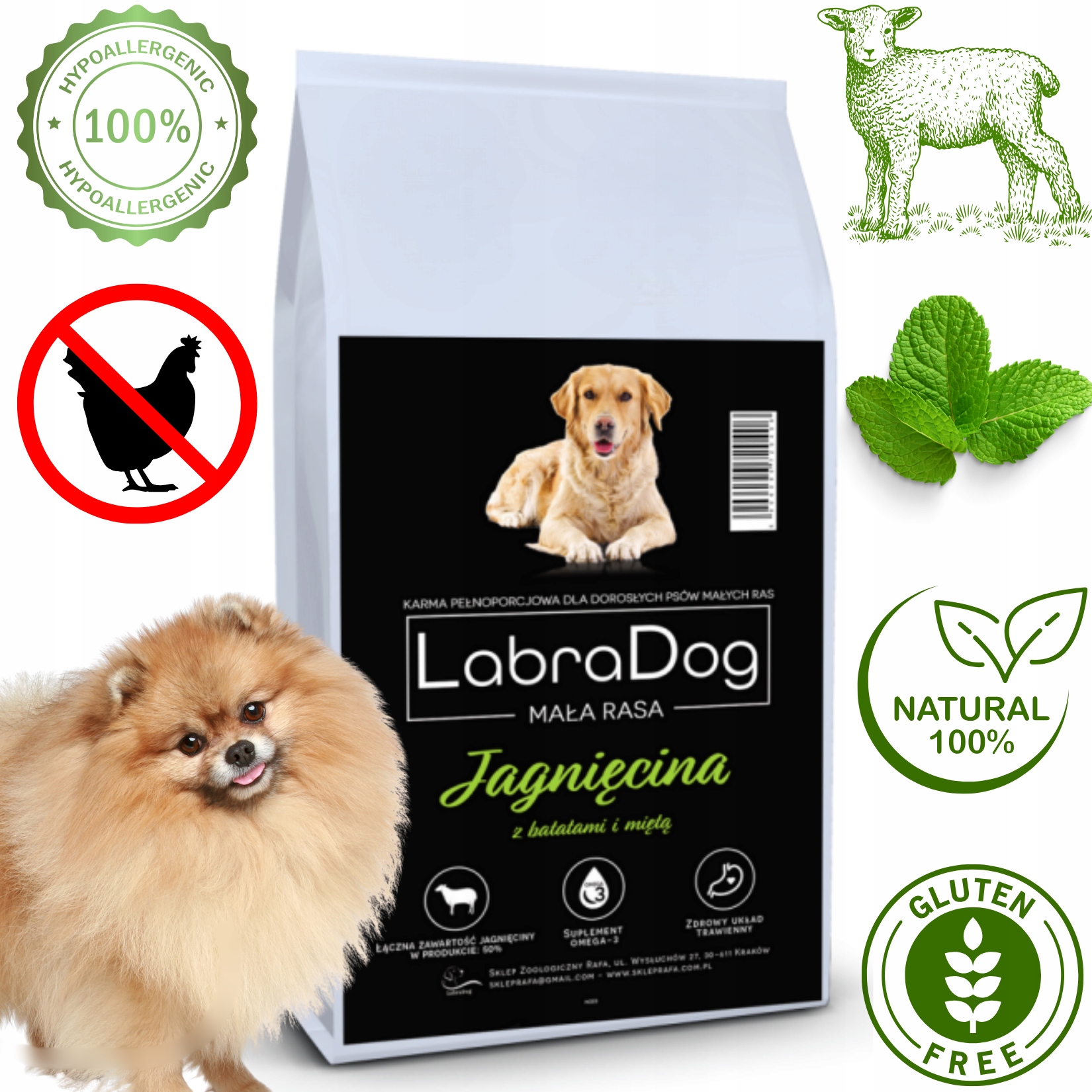 Levně LabraDog Superfood Hypoalergenní jehněčí maso pro Pomeraniana na skvrny 2 kg